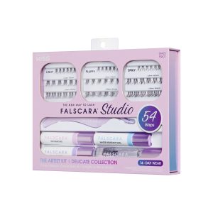 Falscara Studio Lash Extension Kit - Delicate | DIY False Lash Extensions. Natural. Cluster Lash. Wispy Lashes. 54 Wisps. 8mm-12mm