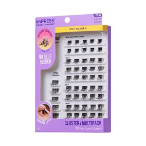 Impress Falsies Pre-Glued False Eyelashes Multipack - Soft Natural | 50 Lash Clusters. 8mm-14mm