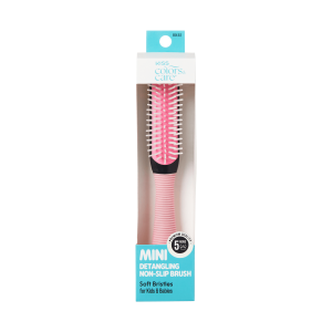 Kiss Colors & Care Mini Non-Slip Soft Bristle Detangling Brush - Pink | Detangling Brush. Curl Brush
