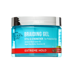 Kiss Colors & Care Braiding Gel | Extreme Hold. Braid Gel. Twist Gel. Style & Strengthen. 6 oz. Hair Care