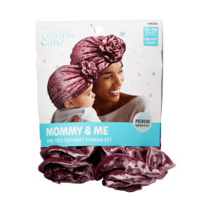 Kiss Colors & Care Mommy & Me Pre-Tied Top Knot Turban Set - Berry | Mom & Toddler. Velvet. Hair Turban. 2 pc . Hair Accessories