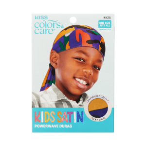 Kiss Colors & Care Kids Satin Premium Silky Powerwave Durag - Camouflage | Silk Durag. Wave Cap. One Size. Hair Accessories