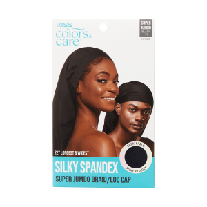 Kiss Colors & Care Silky Spandex Braid/Loc Cap - Black | Silk Bonnet. Sleep Bonnet. Super Jumbo. Hair Accessories
