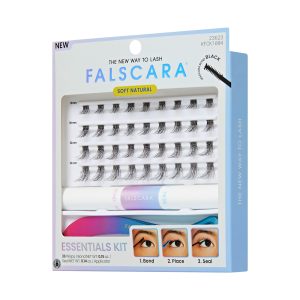 Falscara Soft Natural Essentials Kit | DIY False Lash Extensions. Cluster Lash. Wispy Lashes. 36 Wisps. 8mm-14mm