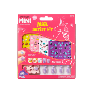 Impress Nail Art No Glue Fake Press On Nails - Nail Artist Kit | Design. Pink. Kids. Squoval. Manicure