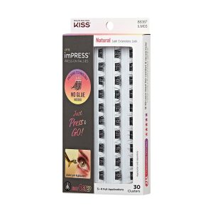 Impress Falsies Pre-Glued False Eyelashes Refills - Natural | 30 Lash Clusters. 10mm-14mm