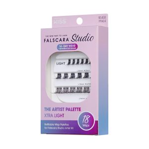 Falscara Studio Lash Palette - Xtra Light Volume | DIY False Lash Extensions. Medium Glam. Cluster Lash. Wispy Lashes. 18 Wisps. 10mm-14mm