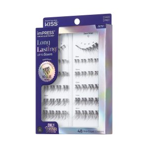 Impress Falsies Long Lasting Pre-Glued False Eyelashes - Demi Wispy | 48 Lash Clusters. Up To 5 Day Wear. 8mm-16mm