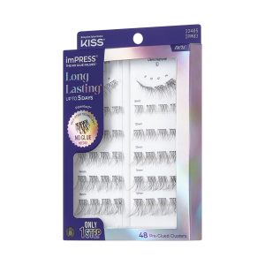 Impress Falsies Long Lasting Pre-Glued False Eyelashes - Demi Natural | 48 Lash Clusters. Up To 5 Day Wear. 8mm-16mm