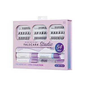 Falscara Studio Lash Extension Kit  - Xtra Volume | DIY False Lash Extensions. Full Glam. Cluster Lash. Wispy Lashes. 54 Wisps. 10mm-14mm