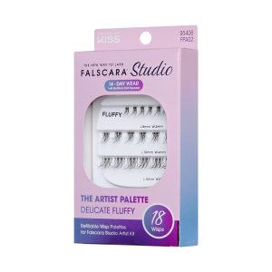 Falscara Studio Lash Palette - Delicate Fluffy | DIY False Lash Extensions. Natural. Cluster Lash. Wispy Lashes. 18 Wisps. 8mm-12mm