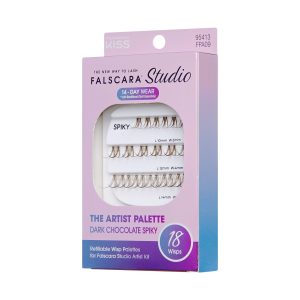 Falscara Studio Lash Palette - Dark Chocolate Spik Volume | DIY False Lash Extensions. Medium Glam. Cluster Lash. Wispy Lashes. 18 Wisps. 10mm-14mm
