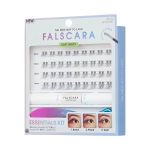 Falscara Soft Wispy Essentials Kit | DIY False Lash Extensions. Cluster Lash. Wispy Lashes. 36 Wisps. 8mm-12mm