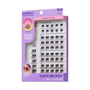 Impress Falsies Pre-Glued False Eyelashes Multipack - Classic Volume | 50 Lash Clusters. 8mm-14mm