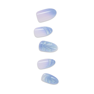 Impress Design No Glue Fake Press On Nails - Ciel | Design. Blue. Medium. Almond. Manicure