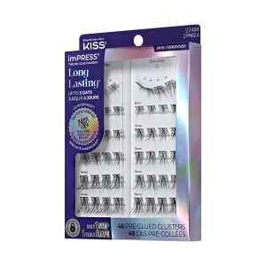 Impress Falsies Long Lasting Pre-Glued False Eyelashes - Demi Edgy | 48 Lash Clusters. Up To 5 Day Wear. 8mm-16mm