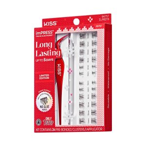 Impress Falsies Long Lasting Pre-Glued Holiday False Eyelashes - Demi Edgy | 24 Lash Clusters. Up To 5 Day Wear. 5mm-14mm