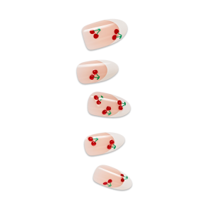 Impress Design No Glue Fake Press On Nails - Coast | French Design. White & Red. Medium. Almond. Manicure