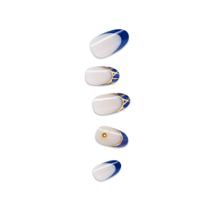 Impress X WICKED: FOR GOOD | Wickedly Brave | 3D & Jewel French Design. Blue. Medium. Oval. Manicure