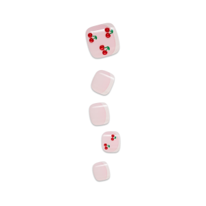 Impress Design No Glue Fake Press On Toenails - Sweet Life | French Design. Red. Short. Squoval. Pedicure