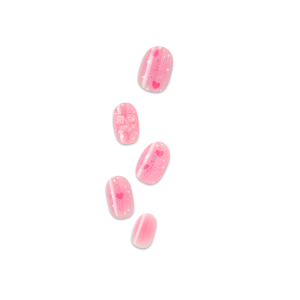 Impress Design No Glue Fake Press On Nails - Cupid Love | 3D & Jewel Design.  Pink. Short. Oval. Manicure