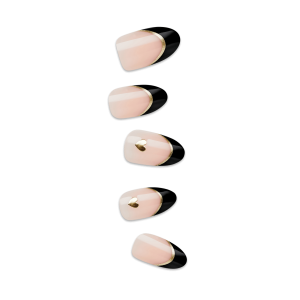Impress Design No Glue Fake Press On Nails - Positive | French Design. Black. Medium. Almond. Manicure
