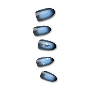 Impress Design No Glue Fake Press On Nails - Lovesome | Design. Blue. Medium. Almond. Manicure