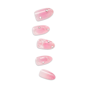 Impress Design Premium No Glue Fake Press On Nails - Venus | 3D & Jewel Design. Pink. Medium. Almond. Manicure