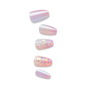Impress Premium No Glue Fake Press On Nails - Portal | 3D & Jewel Design. Purple. Medium. Coffin. Manicure