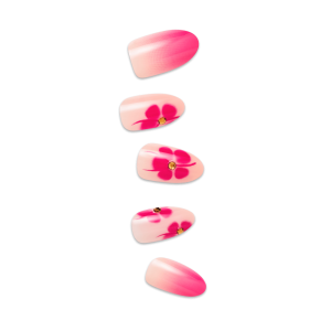 Impress Design No Glue Fake Press On Nails - Summer Spell | 3D & Jewel Design. Pink. Medium. Almond. Manicure